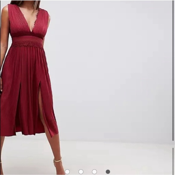 ASOS Design •red maroon lace dress Valentine’s Day - Picture 6 of 6